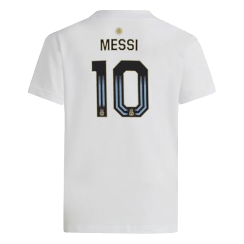 adidas Lionel Messi #10 Argentina National Team Men's Player Name & Number T-Shirt (White, Small)