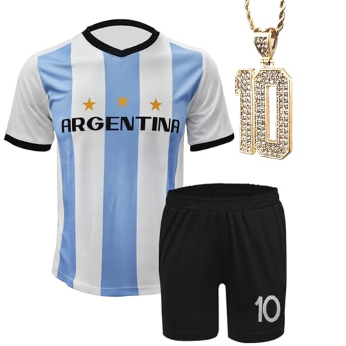NITAFOX Soccer Jerseys for Kids Boys & Sports Fan Jerseys, Youth Futbol Training Shirt, 2-14 Years, Child Soccer Uniform (US, Age, 6 Years, 7 Years, White, Argentina1)