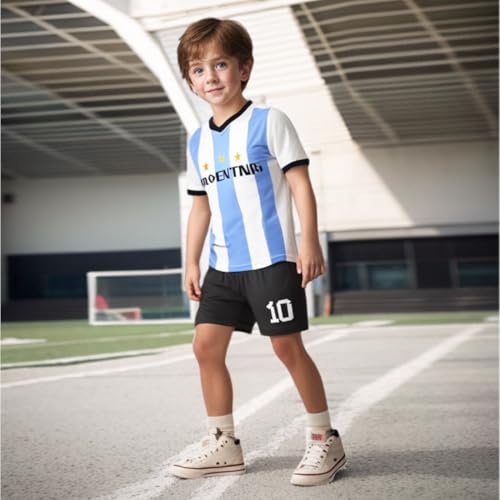 NITAFOX Soccer Jerseys for Kids Boys & Sports Fan Jerseys, Youth Futbol Training Shirt, 2-14 Years, Child Soccer Uniform (US, Age, 6 Years, 7 Years, White, Argentina1)