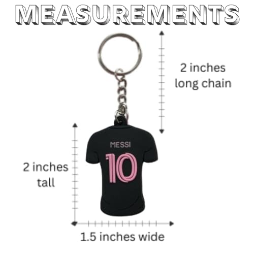 International Miami Home Jersey PVC Key Chain Keychain Messi 10 3D Printed Text and Number (Away)