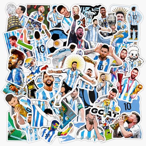 50PCS Super Star Soccer Player Messi Stickers, Vinyl Waterproof Laptop Water Bottle Stickers for Aldults Boys Girls Teens,Messi FIFA World Cup Stickers Gift for Soccer Fan,