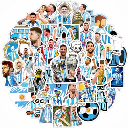 50PCS Super Star Soccer Player Messi Stickers, Vinyl Waterproof Laptop Water Bottle Stickers for Aldults Boys Girls Teens,Messi FIFA World Cup Stickers Gift for Soccer Fan,