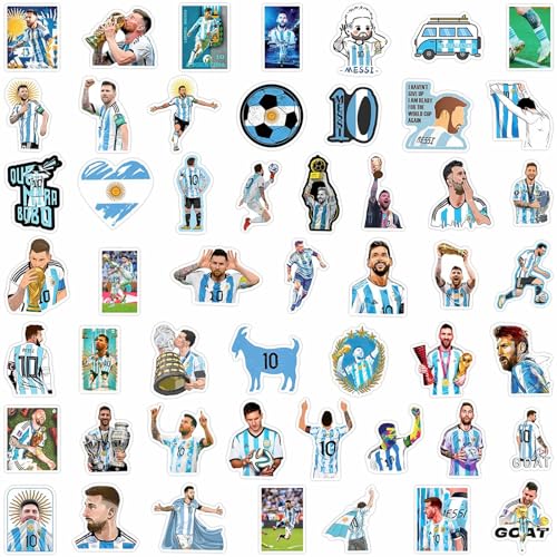 50PCS Super Star Soccer Player Messi Stickers, Vinyl Waterproof Laptop Water Bottle Stickers for Aldults Boys Girls Teens,Messi FIFA World Cup Stickers Gift for Soccer Fan,