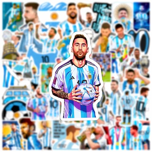 50PCS Super Star Soccer Player Messi Stickers, Vinyl Waterproof Laptop Water Bottle Stickers for Aldults Boys Girls Teens,Messi FIFA World Cup Stickers Gift for Soccer Fan,
