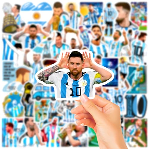 50PCS Super Star Soccer Player Messi Stickers, Vinyl Waterproof Laptop Water Bottle Stickers for Aldults Boys Girls Teens,Messi FIFA World Cup Stickers Gift for Soccer Fan,