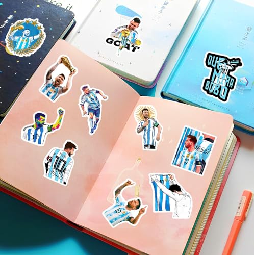50PCS Super Star Soccer Player Messi Stickers, Vinyl Waterproof Laptop Water Bottle Stickers for Aldults Boys Girls Teens,Messi FIFA World Cup Stickers Gift for Soccer Fan,