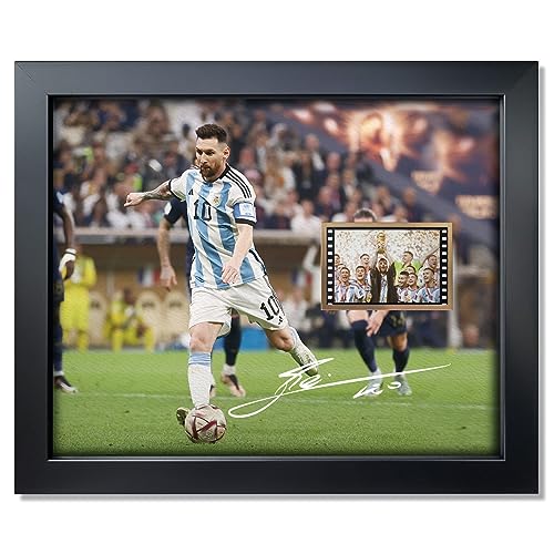 sufenvera Signed Lionel Messi World Cup 2022 Film Photo Collage,Messi Memorabilia Framed Poster, Gifts for Soccer Ball Fans on Birthday Thanksgiving Christmas 10x8 Inches