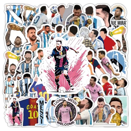50pcs Super Star Soccer Player Stickers, Vinyl Waterproof Laptop Water Bottle Stickers for Aldults Boys Girls Teens,Messi Stickers Gift for Soccer Fan,
