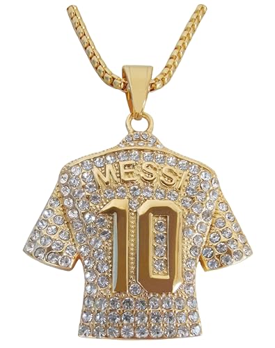 Toogod 18K gold-plated Argentina 10 Soccer Jersey Number 10 Necklace | No.10 Football Star Necklace | Soccer Player Miami 10 Jersey Pendant Hip Hop Necklace for Men Women 24''