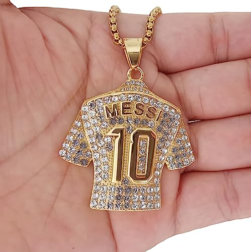 Toogod 18K gold-plated Argentina 10 Soccer Jersey Number 10 Necklace | No.10 Football Star Necklace | Soccer Player Miami 10 Jersey Pendant Hip Hop Necklace for Men Women 24''