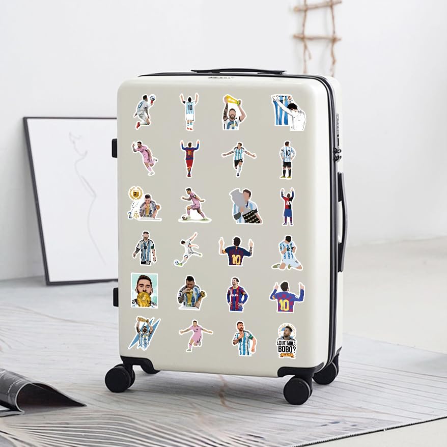 50pcs Super Star Soccer Player Stickers, Vinyl Waterproof Laptop Water Bottle Stickers for Aldults Boys Girls Teens,Messi Stickers Gift for Soccer Fan,