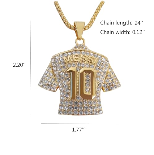Toogod 18K gold-plated Argentina 10 Soccer Jersey Number 10 Necklace | No.10 Football Star Necklace | Soccer Player Miami 10 Jersey Pendant Hip Hop Necklace for Men Women 24''