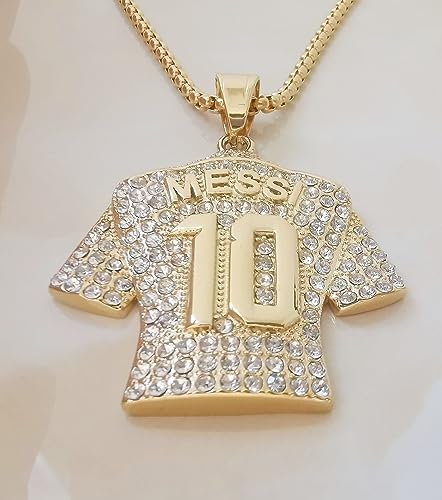 Toogod 18K gold-plated Argentina 10 Soccer Jersey Number 10 Necklace | No.10 Football Star Necklace | Soccer Player Miami 10 Jersey Pendant Hip Hop Necklace for Men Women 24''