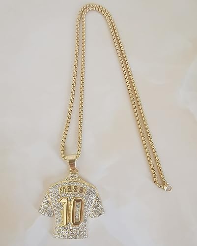 Toogod 18K gold-plated Argentina 10 Soccer Jersey Number 10 Necklace | No.10 Football Star Necklace | Soccer Player Miami 10 Jersey Pendant Hip Hop Necklace for Men Women 24''