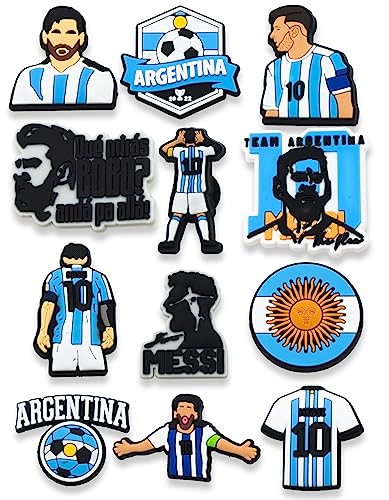 FRUOR Soccer Shoe Charms, 12 Pcs Messi Sports Shoe Accessories Pins for Shoes Decorations Party Favor