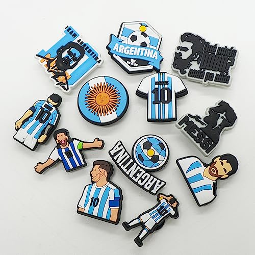 FRUOR Soccer Shoe Charms, 12 Pcs Messi Sports Shoe Accessories Pins for Shoes Decorations Party Favor
