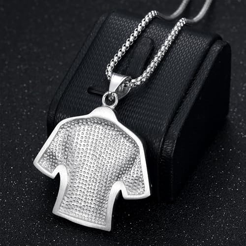 HAILIWEI Messi Jersey Youth Necklace, Number 10 Soccer Jersey Pendant Necklace, Titanium Steel Necklace Pendant,Messi Chain Necklaces Soccer Gifts for Boys Inter Miami Fans (Silver)