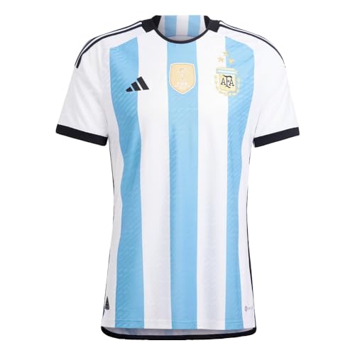 adidas Men's Soccer Argentina 2022 3 Star Authentic Home Jersey - Celebrate Number Three and Dress Like a World Champion (X-Large) White/Light Blue