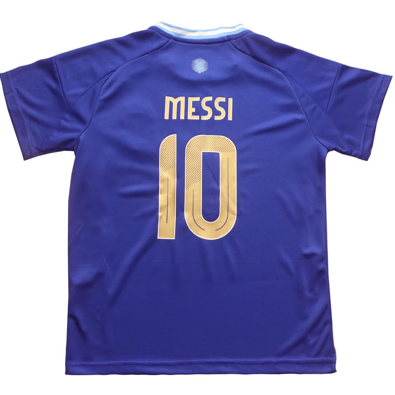 GITGIE 2024 Argentina #10 Leo Copa-American Away Kids Football Soccer Jersey/Shorts/Socks Kit Youth Sizes (Blue, 30)