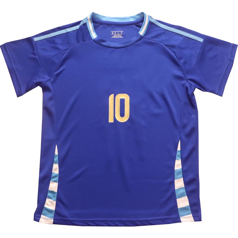 GITGIE 2024 Argentina #10 Leo Copa-American Away Kids Football Soccer Jersey/Shorts/Socks Kit Youth Sizes (Blue, 30)