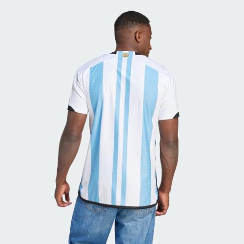 adidas Men's Soccer Argentina 2022 3 Star Authentic Home Jersey - Celebrate Number Three and Dress Like a World Champion (X-Large) White/Light Blue