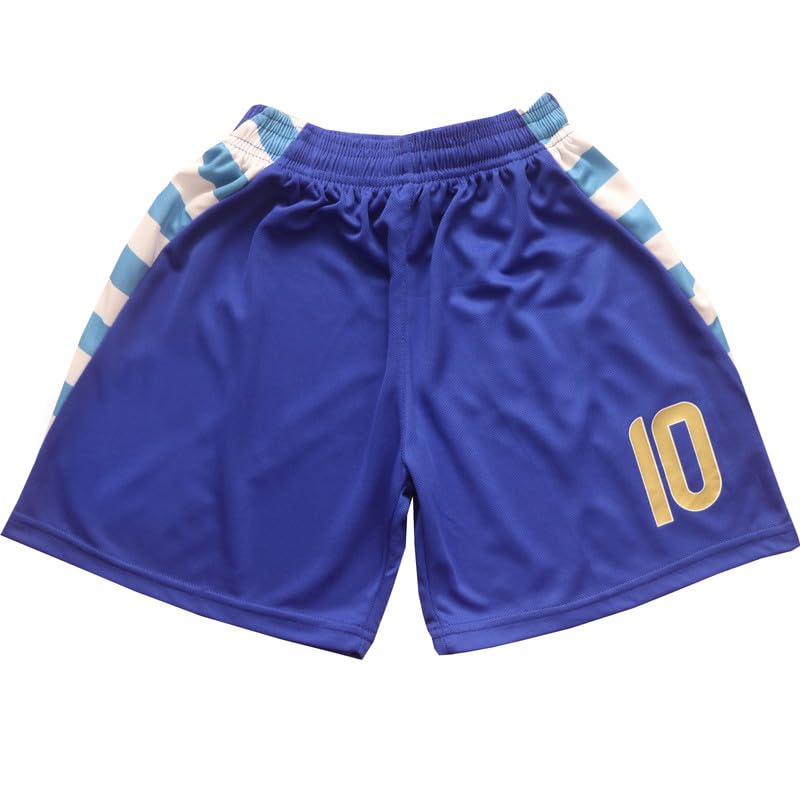 GITGIE 2024 Argentina #10 Leo Copa-American Away Kids Football Soccer Jersey/Shorts/Socks Kit Youth Sizes (Blue, 30)