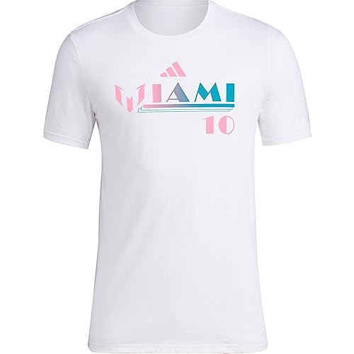 adidas Men's Messi M IAMI Short Sleeve T-Shirt, White