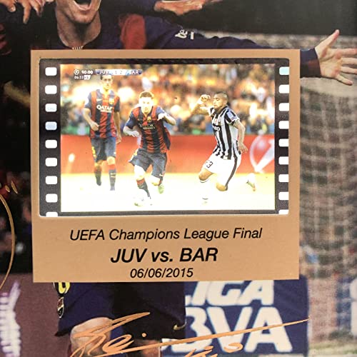 ORIMAMI Soccer Star Lionel Messi Luis Suarez Neymar Signed Picture Desktop Framed Photo Gift - with 35mm Film Recorded Scene Display of 2014/15 Champions League
