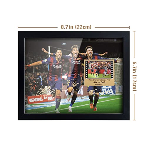 ORIMAMI Soccer Star Lionel Messi Luis Suarez Neymar Signed Picture Desktop Framed Photo Gift - with 35mm Film Recorded Scene Display of 2014/15 Champions League