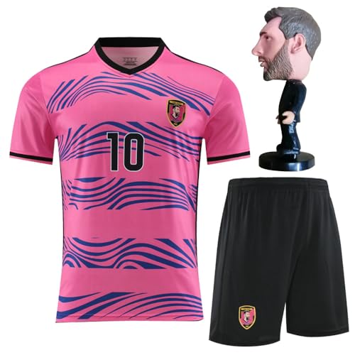 RIKPR #10 Soccer Jersey for Boys Girls Youth Size Uniform Kids Football Shirt Gift Set (US, Age, 10 Years, 11 Years, pink)