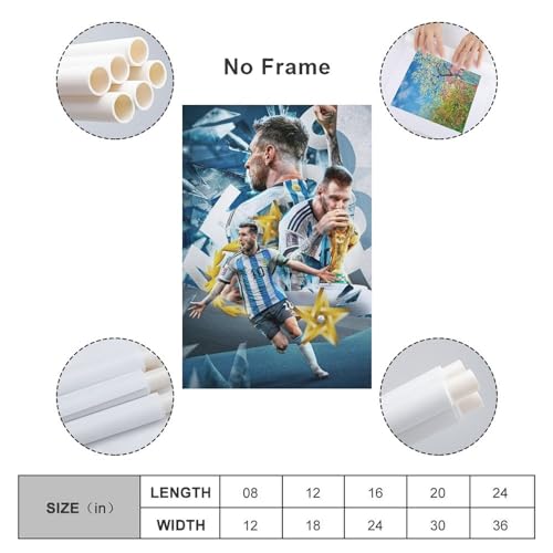Soccer Superstar Messi Poster Canvas Prints Wall Art posters for room aesthetic unframed 12x18 inch For Fans And Family
