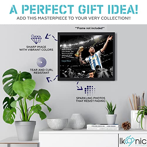 Ikonic Fotohaus Lionel Messi Motivational Quote Mindset for Success Fight to Reach your Dream World Cup Soccer Superstar Photo Autograph Print Poster Wall Art Home Decor
