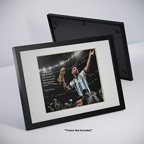 Ikonic Fotohaus Lionel Messi Motivational Quote Mindset for Success Fight to Reach your Dream World Cup Soccer Superstar Photo Autograph Print Poster Wall Art Home Decor