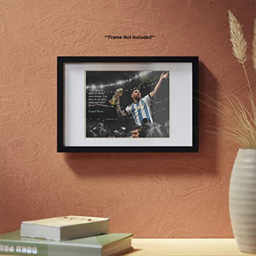 Ikonic Fotohaus Lionel Messi Motivational Quote Mindset for Success Fight to Reach your Dream World Cup Soccer Superstar Photo Autograph Print Poster Wall Art Home Decor