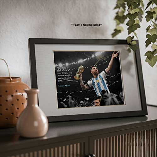Ikonic Fotohaus Lionel Messi Motivational Quote Mindset for Success Fight to Reach your Dream World Cup Soccer Superstar Photo Autograph Print Poster Wall Art Home Decor