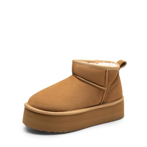 DREAM PAIRS Women's Suede Platform Snow Boots