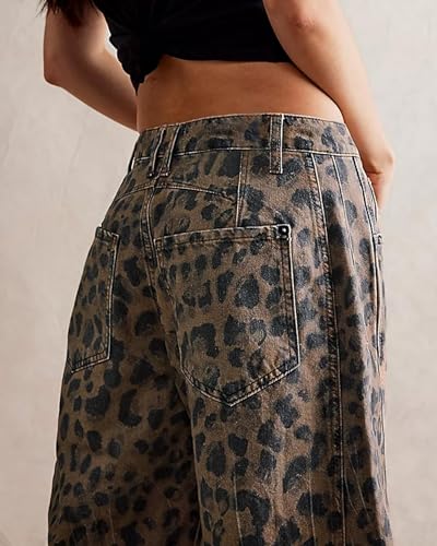 Leopard Print Vintage Loose Wide Leg Jeans