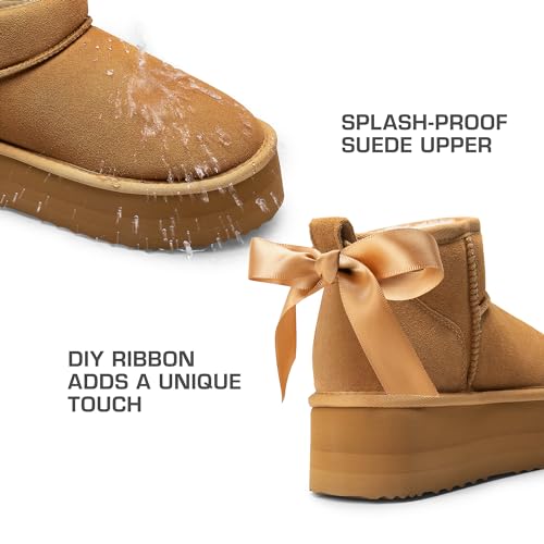 DREAM PAIRS Women's Suede Platform Snow Boots