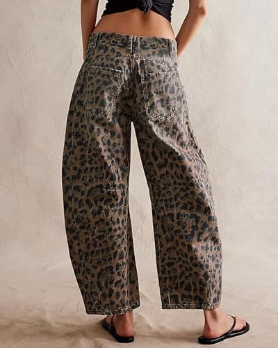 Leopard Print Vintage Loose Wide Leg Jeans