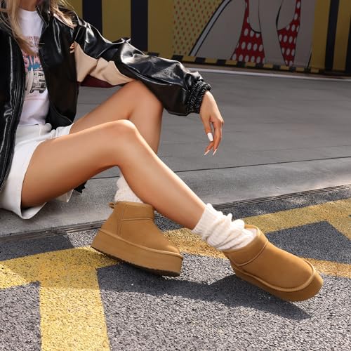 DREAM PAIRS Women's Suede Platform Snow Boots