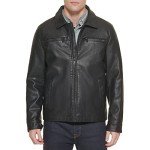 Dockers Men's Black Faux Leather Jacket, Large