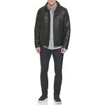 Dockers Men's Black Faux Leather Jacket, Large
