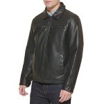 Dockers Men's Black Faux Leather Jacket, Large