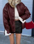 Trendy Women's Oversized Faux Leather Jacket