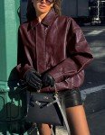 Trendy Women's Oversized Faux Leather Jacket