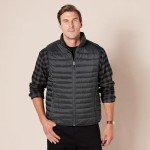 Men's Packable Water-Resistant Puffer Vest - Black