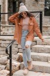 VICHYIE Women's Casual Long Sleeve Corduroy Shacket