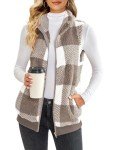 Cozy Women's Sherpa Gilet with Pockets, Plaid