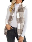 Cozy Women's Sherpa Gilet with Pockets, Plaid