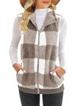 Cozy Women's Sherpa Gilet with Pockets, Plaid